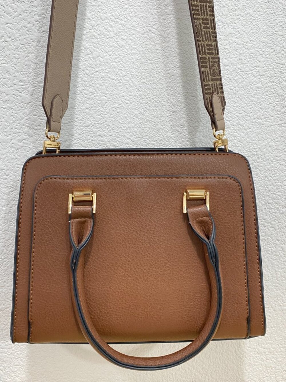 Anne Klein Cognac Satchel - Includes 2 Straps! Monogram & Matching Leather - Picture 8 of 14